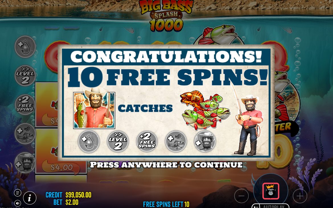 Free Spins mode with reels in play