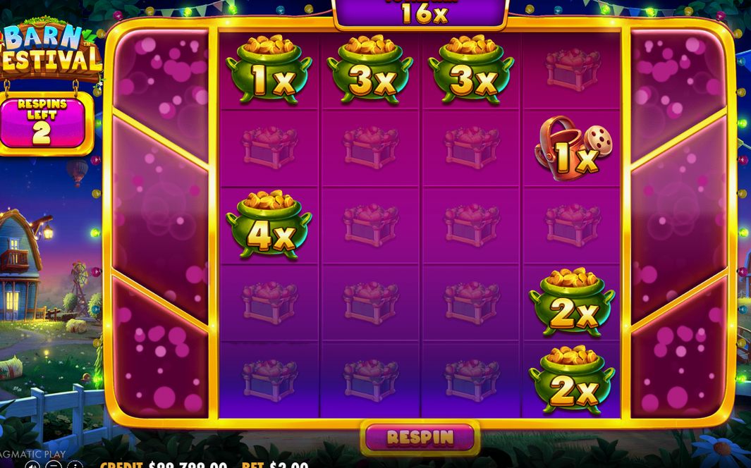 Money Respin Feature screen, reels in the 4x5 grid